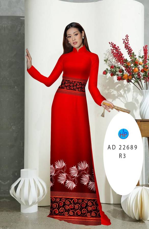 Vải Áo Dài Hoa In 3D AD 22689 5